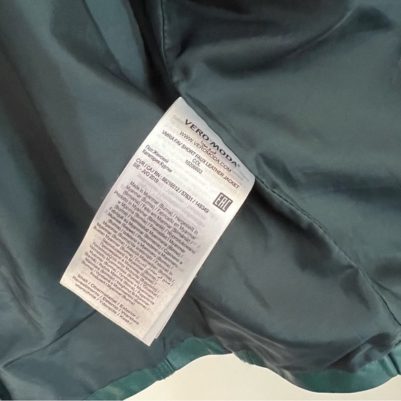 VERO MODA emerald leather jacket size M - Picture 6 of 7